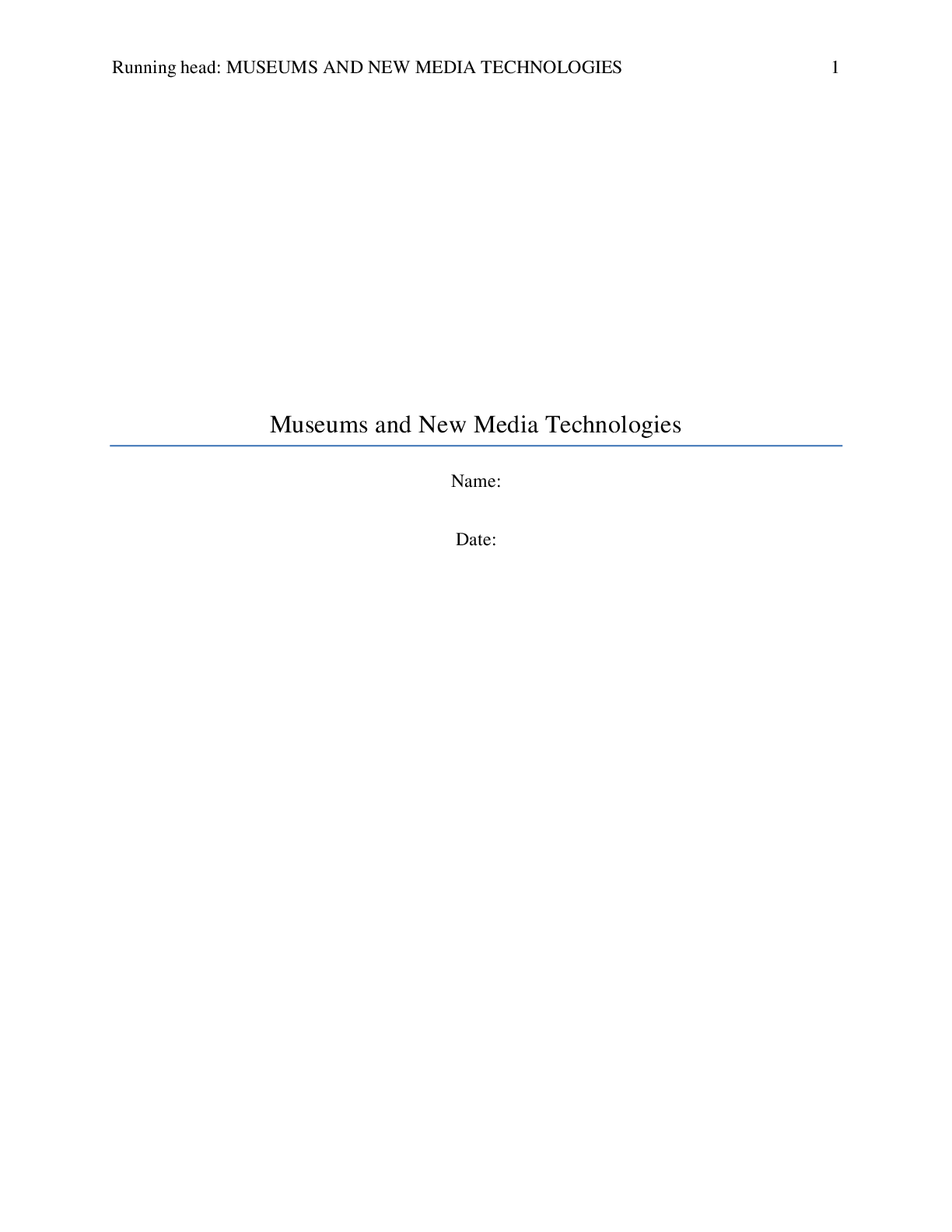 Preview image of Museums and New Media Technologies an outline document